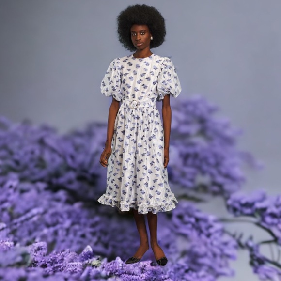 タグ付きSister Jane Pearl Floret Midi Dress Sister Jane Pearl Floret Midi Dress Blue and White Sz S